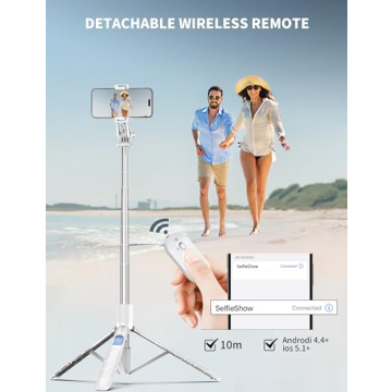 71" Cell Phone Selfie Stick Tripod, Smartphone Tripod Stand with Remote, Extendable Phone Tripod & Travel Tripod Compatible with iPhone 15/14/13 Pro Max Gopro Android DJI (White)