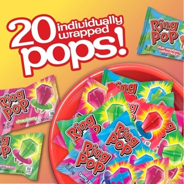 Ring Pop Candy Lollipops - 20 Count Assorted Treats