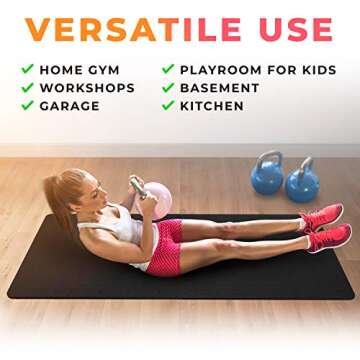 WEISBRANDT Puzzle Exercise Workout Mat, EVA Foam Interlocking Tiles, for Gym, MMA, Home, Workshops, Basement, Fitness Room, Outdoor Areas - 1/2" Black