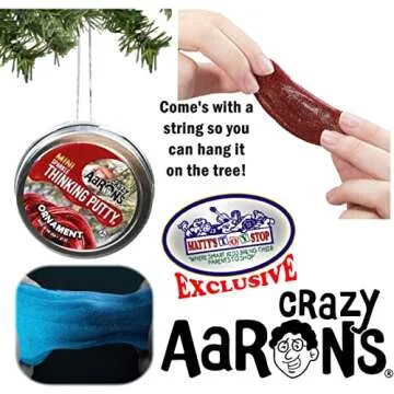 Crazy Aaron's Putty Mini Tins Holiday (Christmas) Trio Set with Winter Cabin, Ornament & Let it Glow - 3 Pack (.47oz Each)