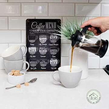 Struck By Design Coffee Menu Sign - 12x8in w/ 6pcs Double Sided Tape Easy to Hang Bar Accessories Tr...