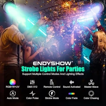 ENDYSHOW RGB+W+UV Strobe Lights for Events and Parties