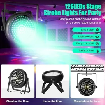 ENDYSHOW RGB+W+UV Strobe Lights for Events and Parties
