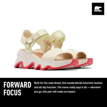 Sorel Women's Kinetic Impact Y Strap High Sandals - Honey White, Luminous Lime - Size 8.5