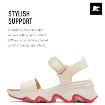 Sorel Women's Kinetic Impact Y Strap High Sandals - Honey White, Luminous Lime - Size 8.5