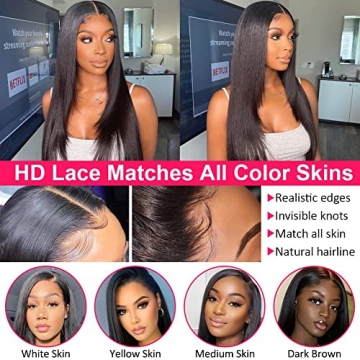 RESHOWBEAUTY Lace Front Wig 24 Inch Virgin Human Hair