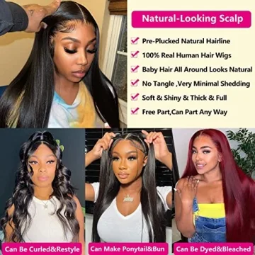 RESHOWBEAUTY Lace Front Wig 24 Inch Virgin Human Hair