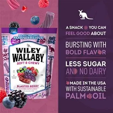 Wiley Wallaby Licorice 10 Ounce Classic Gourmet Soft & Chewy Australian Blasted Berry Candy Twists, 1 Pack