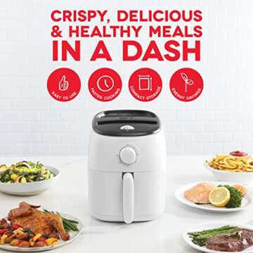 DASH Tasti-Crisp™ Electric Air Fryer Oven, 2.6 Qt., White – Compact Air Fryer for Healthier Food...