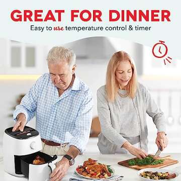DASH Tasti-Crisp™ Electric Air Fryer Oven, 2.6 Qt., White – Compact Air Fryer for Healthier Food in Minutes, Ideal for Small Spaces - Auto Shut Off, Analog, 1000-Watt