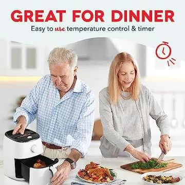 DASH Tasti-Crisp™ Electric Air Fryer Oven, 2.6 Qt., White – Compact Air Fryer for Healthier Food in Minutes, Ideal for Small Spaces - Auto Shut Off, Analog, 1000-Watt
