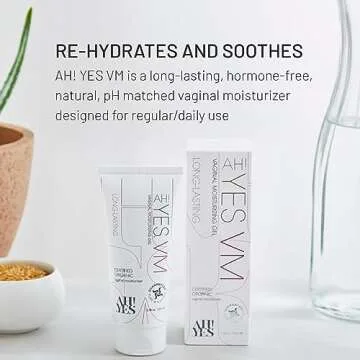 AH! YES® VM Water Based Vaginal Moisturizer | Long Lasting & Fast Acting for Vaginal Dryness & Irritation | pH Matched | Estrogen Free | Certified Organic & Natural (3.4 fl oz)