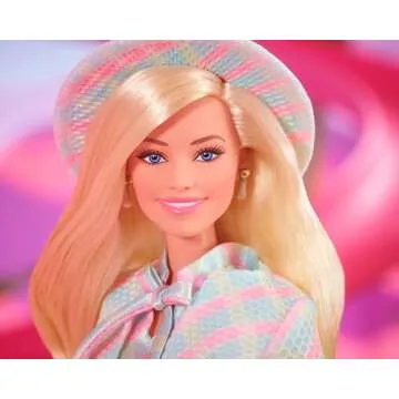 Barbie The Movie Doll, Margot Robbie as, Collectible Doll Wearing Blue Plaid Matching Set with Match...