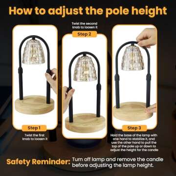 AYL Candle Warmer Lamp with Timer - Electric Wax Melt Warmer for Scented Wax, Wax Melts, Jar Candles - Adjustable Brightness & Height - Apartment Vintage Decor