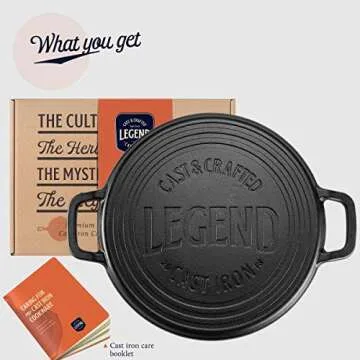 Legend Cast Iron Pizza Pan | 14" Steel Cooker with Handles