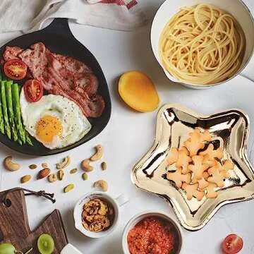 GEMLORD 32 Gold Star Shaped Paper Plates for Celebrations