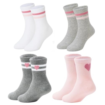 American Trends Retro Crew Socks for Kids - 4 Pairs of Colorful Comfort