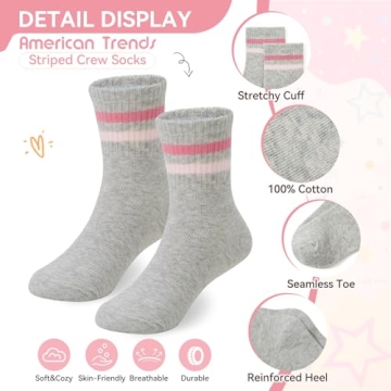 Cute Retro Crew Socks for Kids - 4 Pairs, Durable & Fun