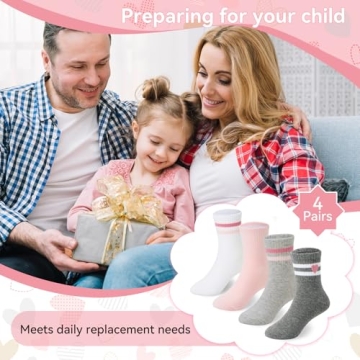 Cute Retro Crew Socks for Kids - 4 Pairs, Durable & Fun