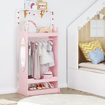 UTEX Kids Dress up Storage with Mirror - Fun & Functional Closet