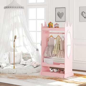 UTEX Kids Dress up Storage with Mirror - Fun & Functional Closet
