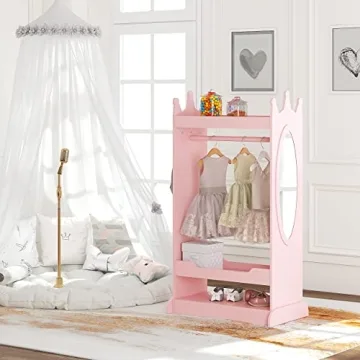 UTEX Kids Dress up Storage with Mirror - Fun & Functional Closet