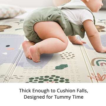 79x71 Foldable Play Mat for Baby, Extra Large Non-Toxic Tummy Time and Crawling Mat, Thick Foam Play Mat, Reversible Portable Baby Floor Mat for Infant, Toddler