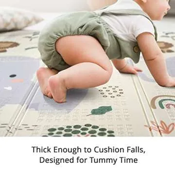 79x71 Foldable Play Mat for Baby, Extra Large Non-Toxic Tummy Time and Crawling Mat, Thick Foam Play Mat, Reversible Portable Baby Floor Mat for Infant, Toddler