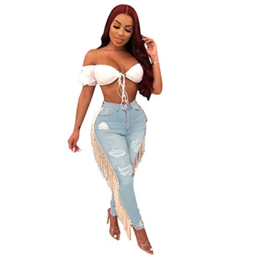 Stylish JOSUSY High Waisted Ripped Jeans for Women