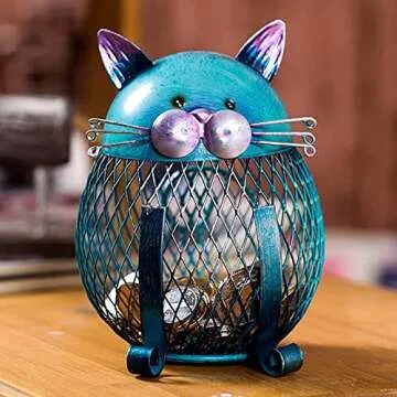 Ailgely Metal Cat Piggy Bank,Cat Coin Bank Coin Box for Adults Kids,Cute Animal Money Bank,Handcraft...