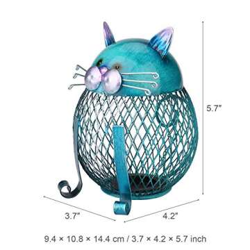 Ailgely Metal Cat Piggy Bank,Cat Coin Bank Coin Box for Adults Kids,Cute Animal Money Bank,Handcrafts Decoration for Cat Lovers Birthday
