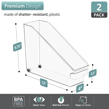 Sorbus Roll Out Bottle Bins - Clear Plastic Organizers with Wheels