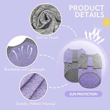 KYEESE 2 Pack Dog Shirts Quick Dry for Medium Dogs Breathable Lightweight Stretchy Protects Against Foxtails Dog T-Shirt with Reflective Label Raglan Sleeve Dog Clothes UV Protection, Purple+Grey, 2XL