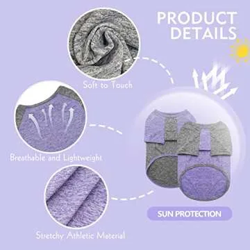 KYEESE 2 Pack Dog Shirts Quick Dry for Medium Dogs Breathable Lightweight Stretchy Protects Against Foxtails Dog T-Shirt with Reflective Label Raglan Sleeve Dog Clothes UV Protection, Purple+Grey, 2XL