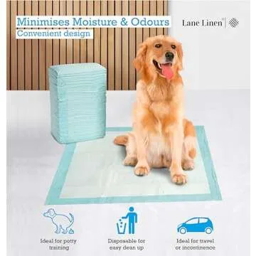 Lane Linen Dog and Puppy Pads with Leak-Proof Quick-Dry Design for Potty Training, Disposable Pee Pa...