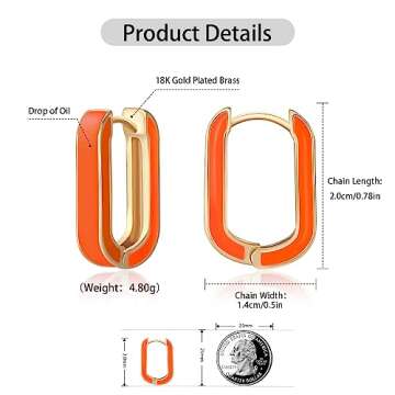 Huggie Hoop Earrings for Women, 18K Gold Plated Colorful Enamel Huggie Earrings Small Hypoallergenic...