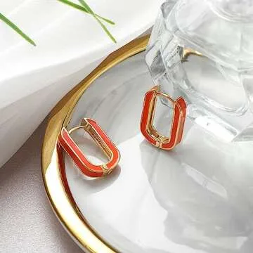 Stylish Huggie Hoop Earrings with Vibrant Colors for Women