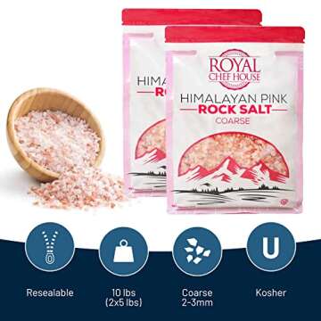 Himalayan Pink Salt 5 lbs Coarse Grain Bulk Bag - Himalayan Pure Gourmet Crystals -Suitable for Body Bath Scrubs Table Salt Grinder & Salt Mills - Kosher