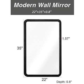 Elegant TinyTimes 22"×35" Wood Framed Wall Mirror - Versatile Design for Home Decor