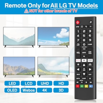 Rimous Remote Compatible with LG TV Remote Control (All Models) for All LG Smart TV LCD LED 3D AKB75375604 AKB75095307 AKB75675304, Remote Control for LG TV Remote Wr Holder & Battery