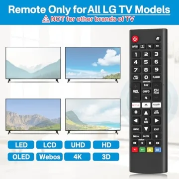 Rimous Remote Compatible with LG TV Remote Control (All Models) for All LG Smart TV LCD LED 3D AKB75375604 AKB75095307 AKB75675304, Remote Control for LG TV Remote Wr Holder & Battery