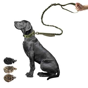 Military Dog Leash Tactical, Bungee Dog Leash with 2 Safety Control Handles, Service Dog Leash for T...