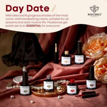 MODELONES Gel Nail Polish Set - Nude Pink Series 6 Colors Nail Art Set, Rose Red Hot Pink Soak Off Gel Polish Manicure Beginner Kit for Beginner DIY at Home, 0.33 OZ 10ML