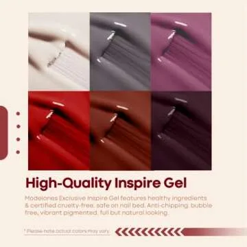 MODELONES Gel Nail Polish Set - Nude Pink Series 6 Colors Nail Art Set, Rose Red Hot Pink Soak Off Gel Polish Manicure Beginner Kit for Beginner DIY at Home, 0.33 OZ 10ML