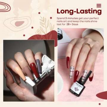 MODELONES Gel Nail Polish Set - Nude Pink Series 6 Colors Nail Art Set, Rose Red Hot Pink Soak Off Gel Polish Manicure Beginner Kit for Beginner DIY at Home, 0.33 OZ 10ML