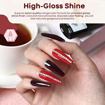 MODELONES Gel Nail Polish Set - Nude Pink Series 6 Colors Nail Art Set, Rose Red Hot Pink Soak Off Gel Polish Manicure Beginner Kit for Beginner DIY at Home, 0.33 OZ 10ML