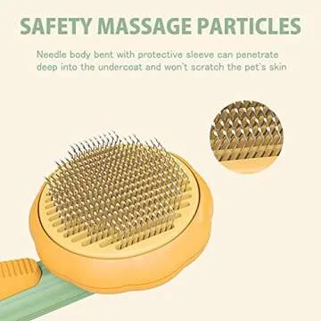 Awpland Self-Cleaning Dog & Cat Slicker Brush, Skin Friendly Deshedding Grooming Tool for Long or Short Haired Dogs Cats Rabbits, Dog Shedding Brush with Release Button - Pumpkin