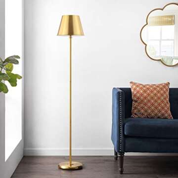 SAFAVIEH Lighting Collection Asher 60-inch Brass Iron Floor Lamp (LED Bulb Included) FLL4094A