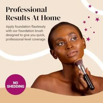 Keshima Large Flat Top Kabuki Foundation Brush - Premium Makeup Brush for Liquid, Cream, and Powder - Buffing, Blending, and Face - 1.6" Top Diameter