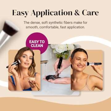 Keshima Large Flat Top Kabuki Foundation Brush - Premium Makeup Brush for Liquid, Cream, and Powder - Buffing, Blending, and Face - 1.6" Top Diameter